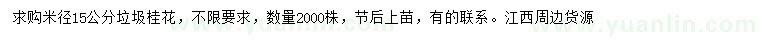 求購米徑15公分桂花
