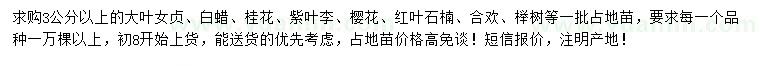 求購(gòu)大葉女貞、白蠟、桂花等