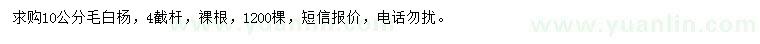求購10公分毛白楊