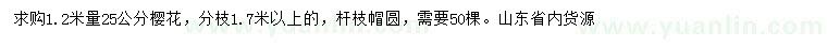 求購1.2米量25公分櫻花