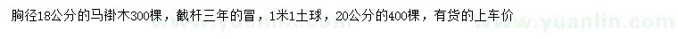 求購胸徑18、20公分馬褂木