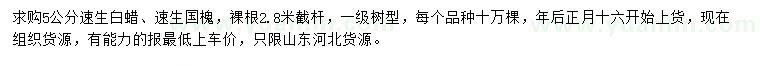 求購(gòu)5公分速生白蠟、速生國(guó)槐