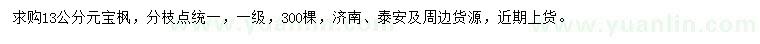 求購13公分元寶楓