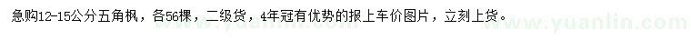 求購12-15公分五角楓