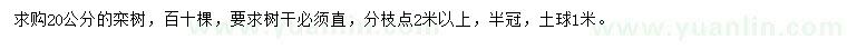 求購(gòu)20公分欒樹