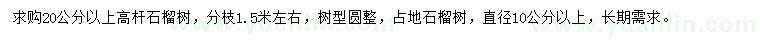 求購20公分以上高桿石榴樹、10公分以上石榴樹
