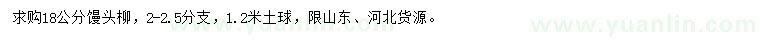 求購18公分饅頭柳