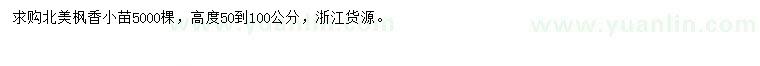 求購高50-100公分北美楓香小苗