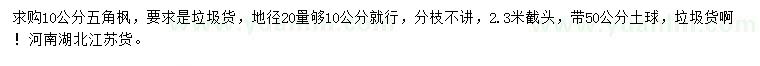求購20量10公分五角楓