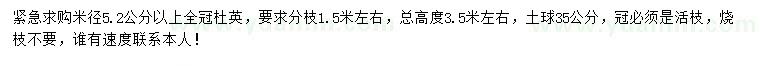 求購米徑5.2公分以上杜英