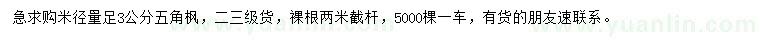 求購米徑量足3公分五角楓