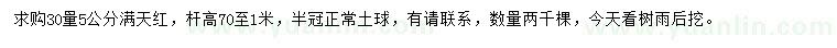 求購30量5公分滿天紅