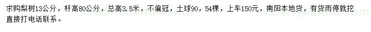 求購13公分梨樹