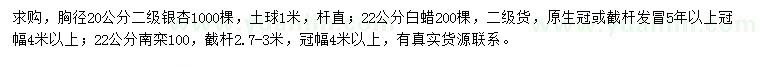 求購銀杏、白蠟、南欒