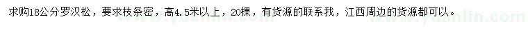 求購18公分羅漢松