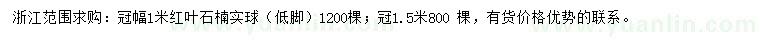 求購冠幅1、1.5米紅葉石楠球