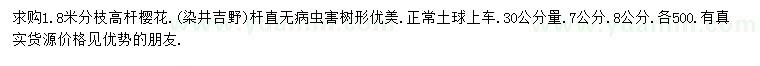 求購(gòu)30公分量7、8公分高桿櫻花