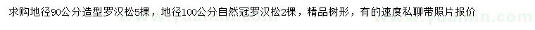 求購(gòu)地徑90公分造型羅漢松、地徑100公分羅漢松