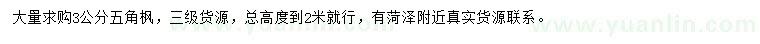 求購3公分五角楓