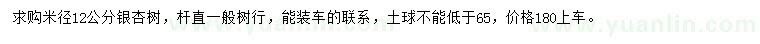 求購米徑12公分銀杏樹