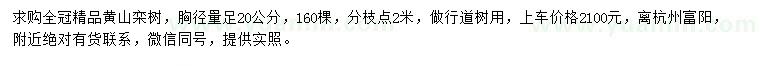 求購胸徑量足20公分黃山欒