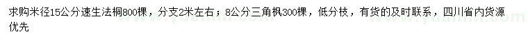 求購(gòu)米徑15公分速生法桐、8公分三角楓