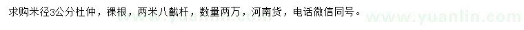求購米徑3公分杜仲