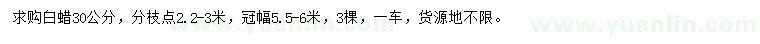 求購30公分白蠟
