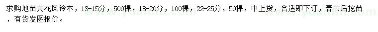 求購(gòu)13-15、18-20、22-25公分黃花風(fēng)鈴木
