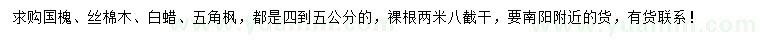 求購國槐、絲棉木、白蠟等