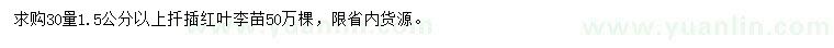 求購30量1.5公分以上扦插紅葉李苗
