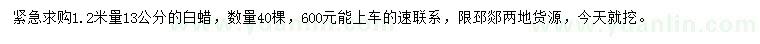 求購1.2米量13公分白蠟
