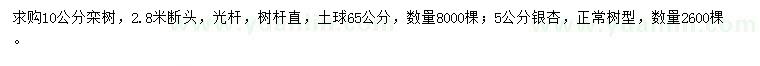 求購(gòu)10公分欒樹(shù)、5公分銀杏