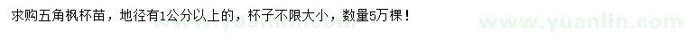 求購地徑1公分以上五角楓