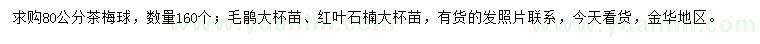 求購茶梅球、毛鵑、紅葉石楠