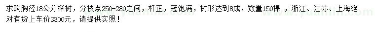 求購胸徑量18公分櫸樹
