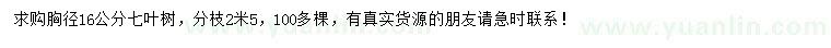 求購胸徑16公分七葉樹
