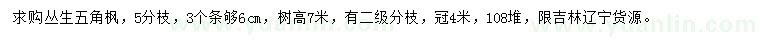 求購高度7米叢生五角楓