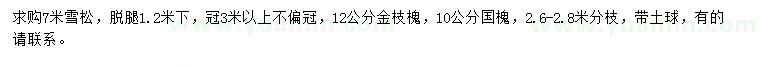 求購雪松、金枝槐、國槐