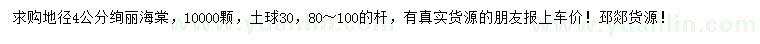 求購地徑4公分絢麗海棠