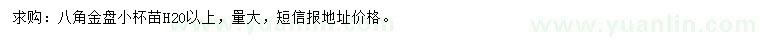 求購(gòu)高20公分八角金盤