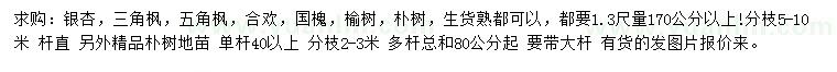 求購銀杏、三角楓、五角楓等