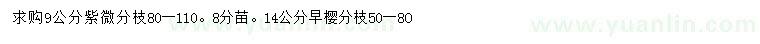 求購9公分紫薇、14公分早櫻