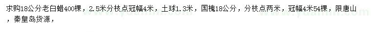 求購18公分老白蠟、國槐