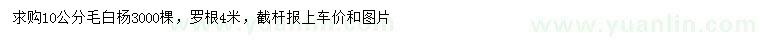 求購(gòu)10公分毛白楊