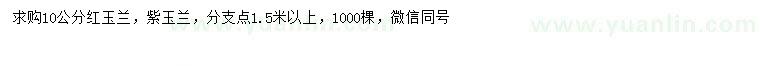 求購(gòu)10公分紅玉蘭、紫玉蘭