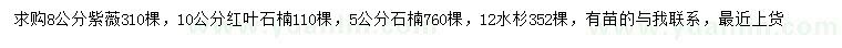 求購紫薇、紅葉石楠、石楠等
