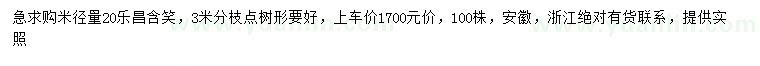求購米徑20公分樂昌含笑