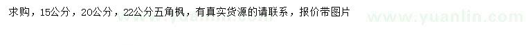 求購(gòu)15、20、22公分五角楓