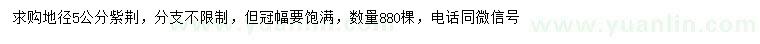 求購地徑5公分紫荊